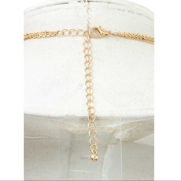 Gold & Jet Black Gem Stone Layered Necklace NWT - Picture 2 of 2